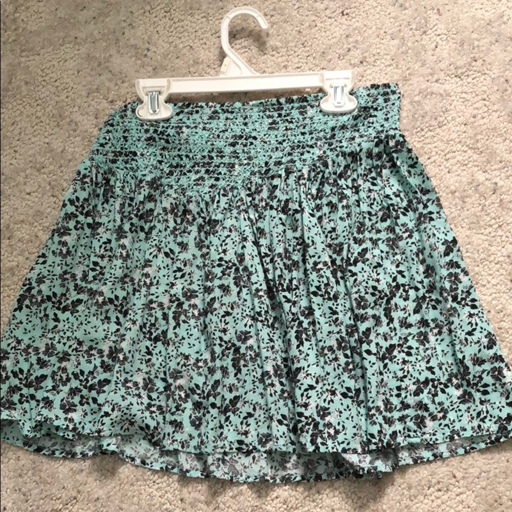 Teal floral mini skirt